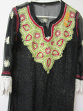Blouse 6231818 Black Georgette Embroidered Kurti Size Medium