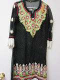 Blouse 6231818 Black Georgette Embroidered Kurti Size Medium