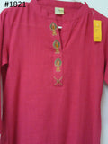 Blouse 6201821 Pink Cotton Long Kurti Size Small