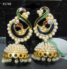 Earrings 3051748 Indian Designer Earrings Golden Pearl Jhumki