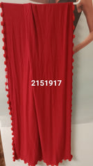 Scarf 2151917 Red Jersey Pom Pom Fancy Dupatta Chunni Shawl