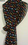 Scarf 2433 Black Multi Color Polka Dupatta Chunni Shawl Wrap