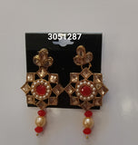 Earrings 3051287 Indian Designer Golden Red Earrings