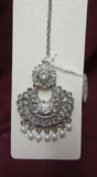 Tikka 3051775 Indian Designer Maang Silver Stones Pearl Beads