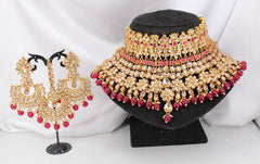 Necklace 3051899 Indian Designer Gold Finish Silver Crystals Necklace Set