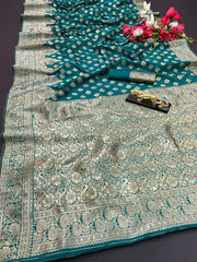 Saree 5481891 Green Banarsi Silk Finish Kanjiviram Saris Shieno Sarees