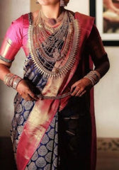 Saree 5481898 Banarsi Deep Purple Silk Finish Kanjiviram Saree Shieno Sarees