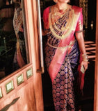 Saree 5481898 Banarsi Deep Purple Silk Finish Kanjiviram Saree Shieno Sarees