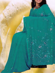 Saree 580 Turquoise Georgette Party Wear Sari Shieno Sarees