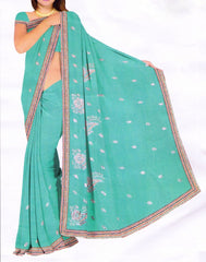 Saree 585 Turquoise Georgette Party Wear Shieno Sarees