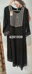 Kurti 6201939 Black Rayon Gota Patti Flared Kurti Size Medium