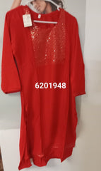 Kurti 6201948 Red, Green Rayon Golden Sequins Kurti Size Medium