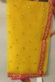 Suit 6381471 Fuchsia Yellow Silk Silver Gold Detail Salwar Kameez Dupatta Medium Size Suit