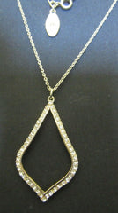 Pendant 6403 Golden Tone CZ Long Pendant Necklace