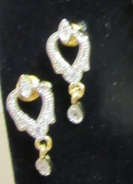 Earrings 7829 MS Silver tone small size Earrings CZ Crystal Zircons