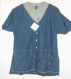 Denim Top 107 Blue Denim (L) Overshirt Embroidered