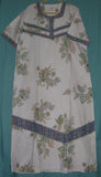 Maxi 1123 White Cotton Green Printed Gown Kaftan Jalabiya L Sleep Wear Shieno