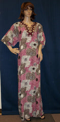 Maxi 1128 Kaftan Maroon Linen Jalabiya Sleep Wear Shieno