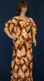 Maxi 1129 Gown Kaftan Jalabiya 2X Sleep Wear Orange Linen Shieno