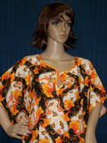 Maxi 1129 Gown Kaftan Jalabiya 2X Sleep Wear Orange Linen Shieno