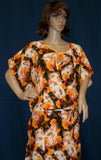 Maxi 1129 Gown Kaftan Jalabiya 2X Sleep Wear Orange Linen Shieno