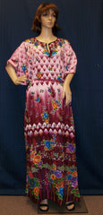 Maxi 1130 Maroon Linen Gown Kaftan Jalabiya 3X Sleep Wear Shieno