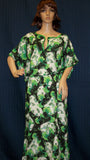 Maxi 1131 Green Linen Gown Kaftan Jalabiya 3X Sleep Wear Shieno