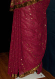 Saree Maroon Chiffon