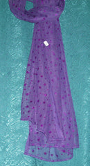 Scarf 1216 Purple Net Shimmer Dupatta Chunni Shawl Wrap Shieno Sarees