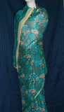 Saree 1251 Green Black Printed Chiffon Party Wear Sari Saris Shieno Sarees