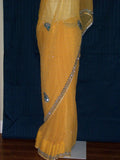 Saree 1254 Saffron Yellow Chiffon Wedding Party Wear Sari Saris Shieno Sarees