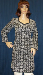 Blouse 012 Cotton Black Hand Embroidered Kurti Small Size Shieno