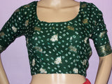Choli 1336 Green Georgette Banarsi Silk detail Medium Size Blouse Shieno Sarees