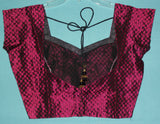 Choli 1338 Pink Brocade Party Wear Saree Blouse Small Size Shieno Sarees