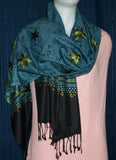 Shawl 1397 Blue Green Black Winter Wear Shawl Wrap