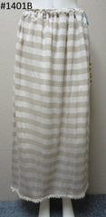 Skirt 6921401b Jersey Polyester White Beige Stripes Long Trendy Skirt