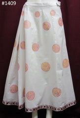 Skirt 6921409 White Cotton Pink Yellow Printed Long Trendy Skirt