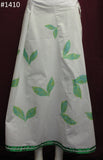 Skirt 6921410 White Cotton Green Printed Long Trendy Skirt