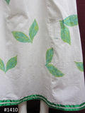 Skirt 6921410 White Cotton Green Printed Long Trendy Skirt