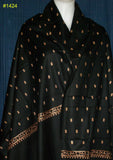 Shawl 1424 Black Wool Blend Golden Kashmiri Embroidered Shawl