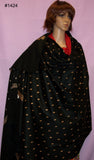 Shawl 1424 Black Wool Blend Golden Kashmiri Embroidered Shawl