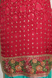 Suit 1488 Salwar Kameez Dupatta Maroon Turquoise Medium Size