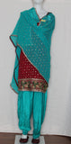 Suit 1488 Salwar Kameez Dupatta Maroon Turquoise Medium Size