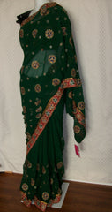 Saree 1510 Green Chiffon Party Wear Sari Shieno Sarees
