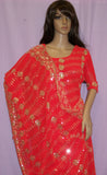 Suit 1523 Red Georgette Sequins Detail Salwar Kameez Dupatta Shieno