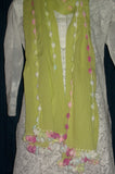 Scarf 1618 Pista Green Unbleached Cotton Crinkled Dupatta Chunni Shawl Shieno