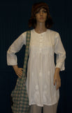 Blouse 1666 White Cotton Tunic Top Blouse Shirt Career Wear Shieno