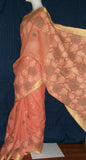Saree 1686 Pink Cotton Doriya Lucknavi Party Wear Sari Shieno Sarees