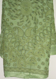 Saree 1687 Green Cotton Lucknavi Lawn Designer Party Wear Sari Shieno Sarees