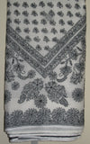 Saree 1689 White Cotton Lucknavi Sari Shieno Sarees